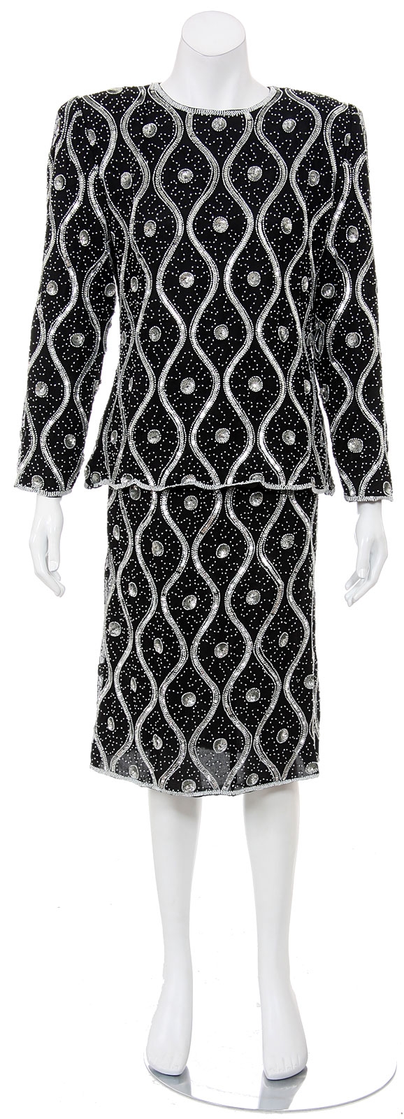 Flowing Lines Hand Beaded/Sequined Two Piece Dress