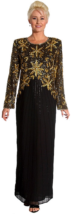 Long Sequined Floral Formal Dress