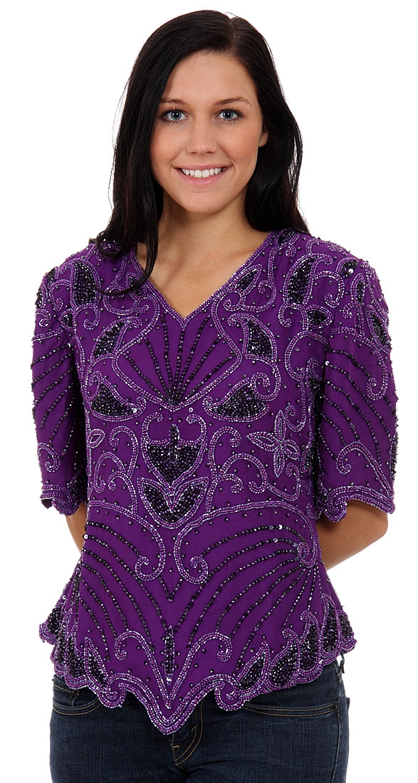 Rain and Flares Hand Beaded/Sequined Blouse