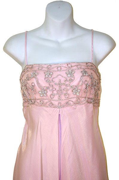 Empire Style Embroidered Evening Dress — in close-up