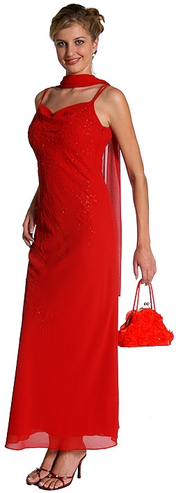 Shimmery Floral Patterned Long Formal Dress