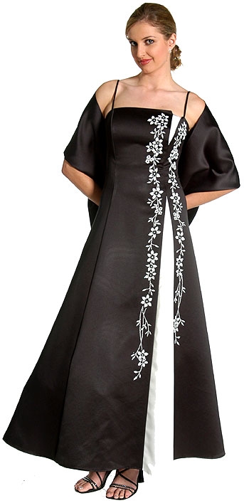 Black & White Formal Prom Dress with Glitter Work