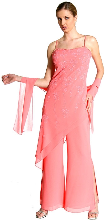 Asymmetric Beaded Pant Dress