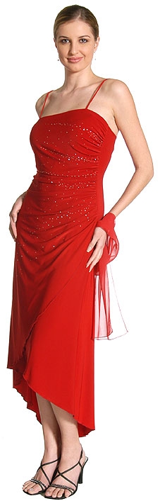 Asymmetric and Rhinestone Formal Dress