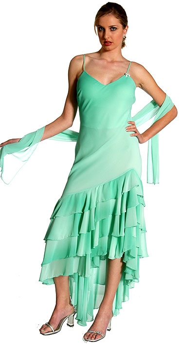 Asymmetric Ruffled Formal Dress