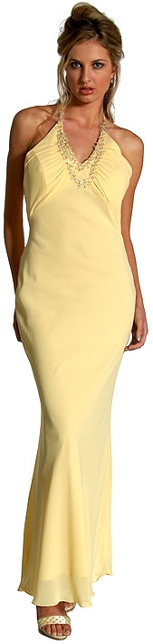 Halter-Neck Slim Fitting Silhouette Evening Dress