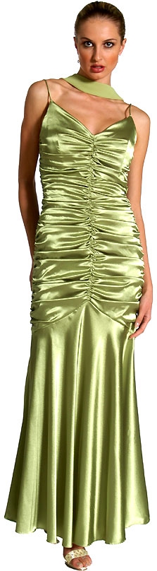 Full Length Shirred Evening Dress
