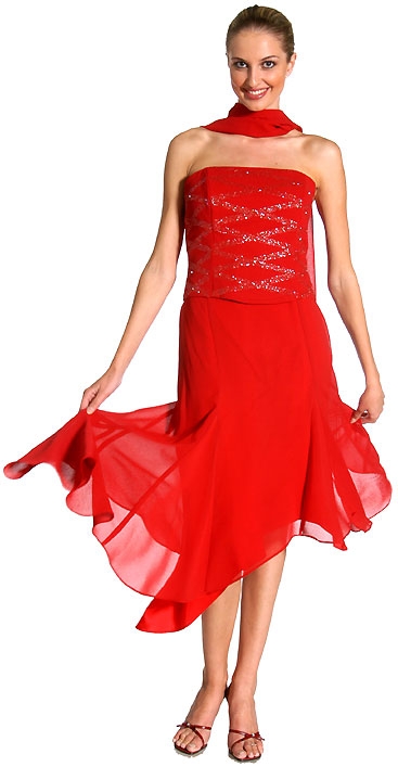 Glittered Asymmetric Evening Dress