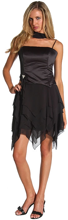 Asymmetric Spaghetti Strapped Cockail Dress — in alternate picture.