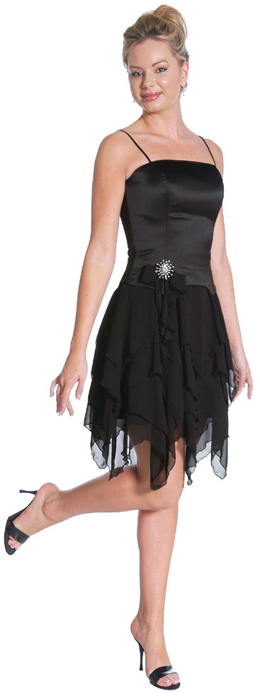 Asymmetric Spaghetti Strapped Cockail Dress