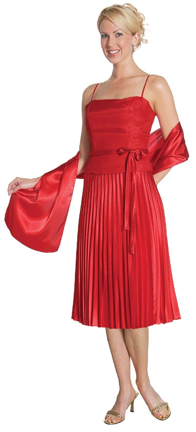Electric Pleated Short Prom Dress — in Red color