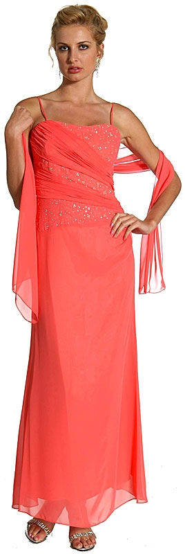 Silver Glittered Chiffon Formal Prom Dress