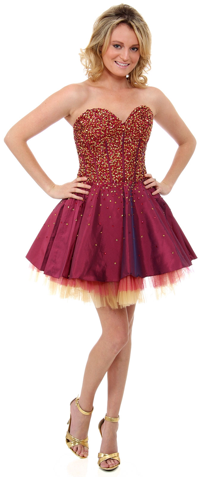 Sparkling Short Prom Dress — in Plum