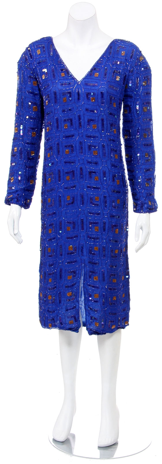Tea Length Full Sleeves Pull Over Dress with Front Slit