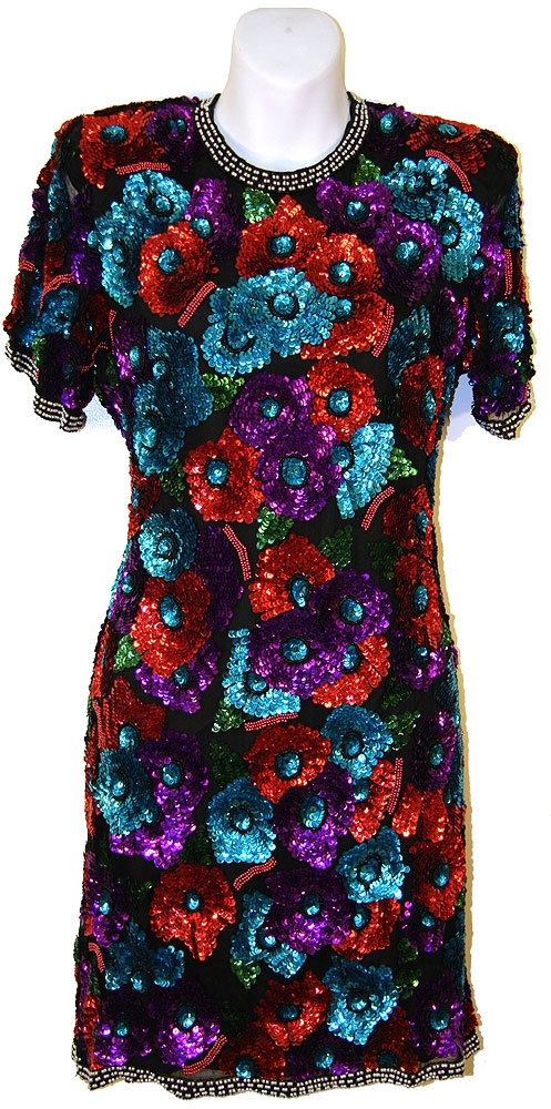 Multi Colored Sequined Short Dress