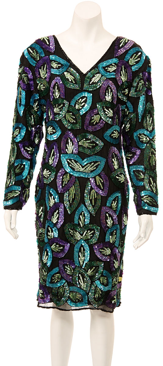 Long Sleeve Multi Colored Cocktail Dress