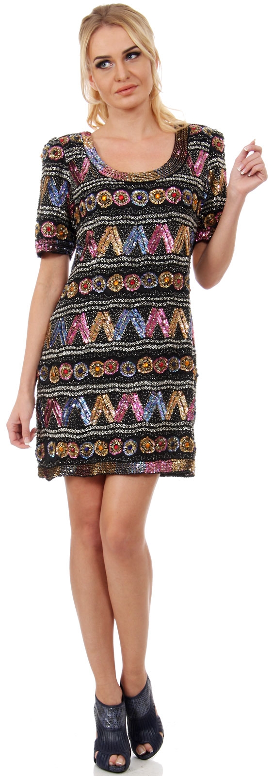 Artistic Sequined Pattern Short Formal Party Dress