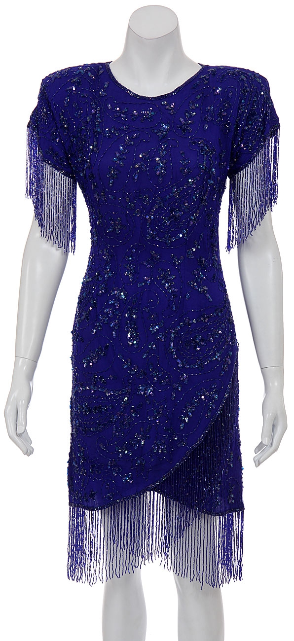 Deep Rain Hand Beaded Short Dress