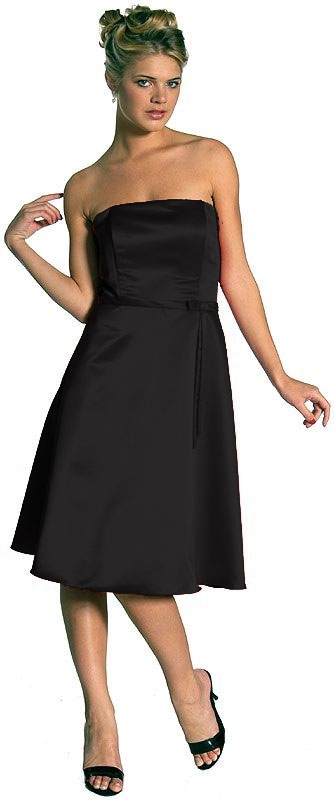 Strapless Satin Short Evening Dress — in Black