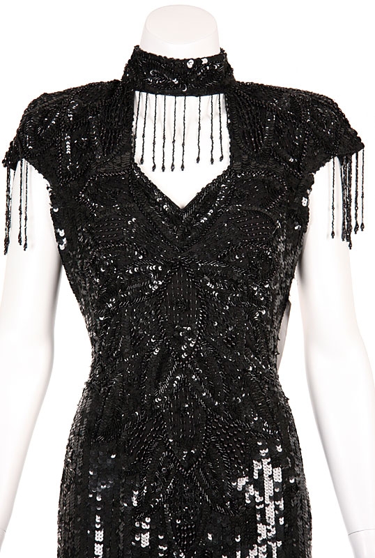 Short Fully Beaded Cocktail Dress — in close-up