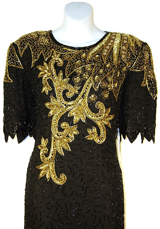 Short Sequin Formal Dress with Keyhole Back — in close up