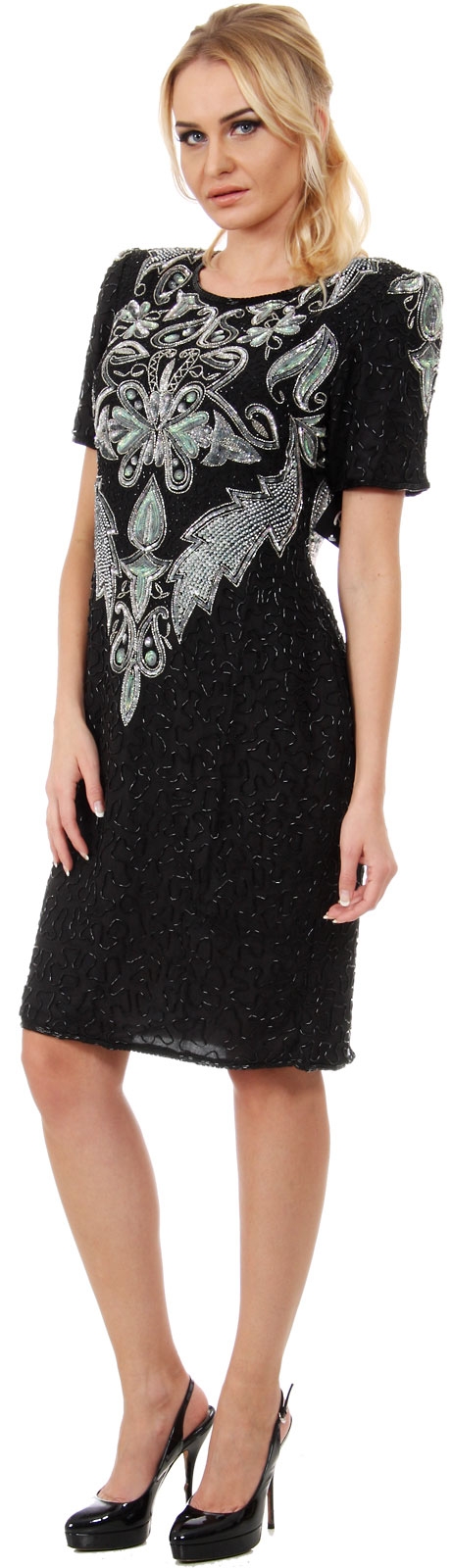 Artistic Beaded Bodice Short Formal Sequined Dress