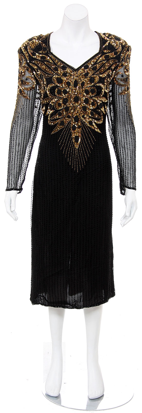 Sunflower Hand Beaded Medium Length Dress