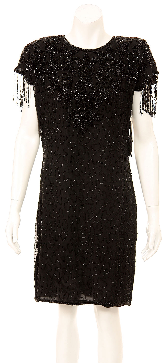 Knee Length Formal Cocktail Dress with Hanging Beads