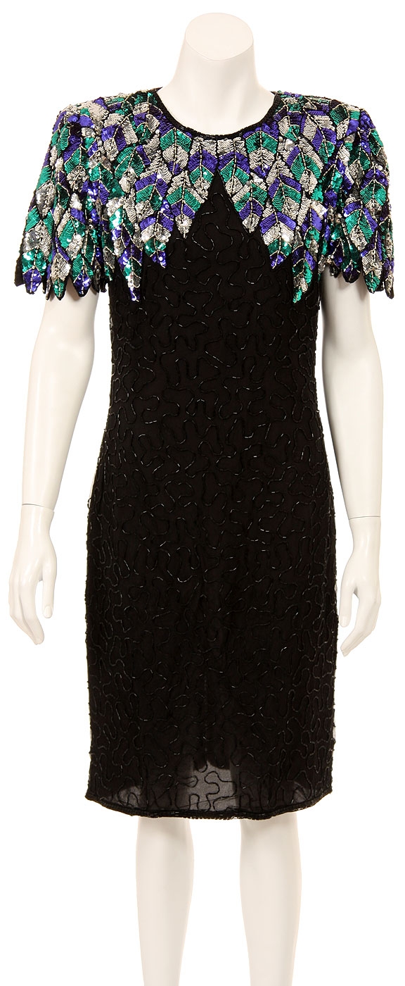 Keyhole Back Knee Length Sequined Formal Party Dress