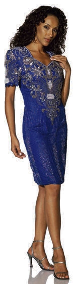 Short Sleeved Beaded Short Gown