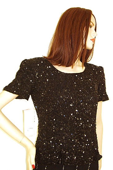 Short Sleeve Sequin Beaded Top
