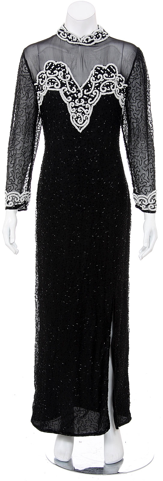 See Thru Bodice and Beads Long Gown