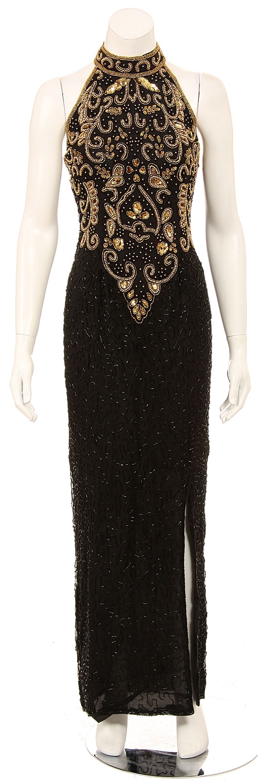 Elegant Double Strapped Hand Beaded Formal Dress