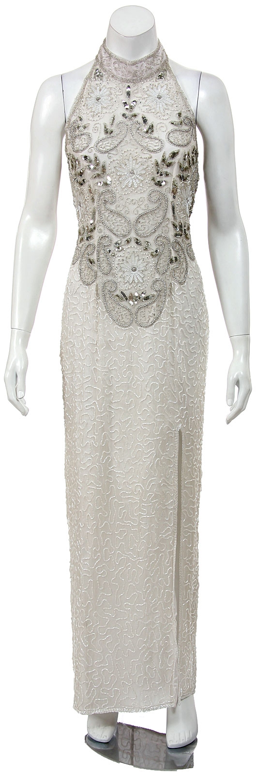 Halter Neck Ffully Beaded Formal Cocktail Dress.