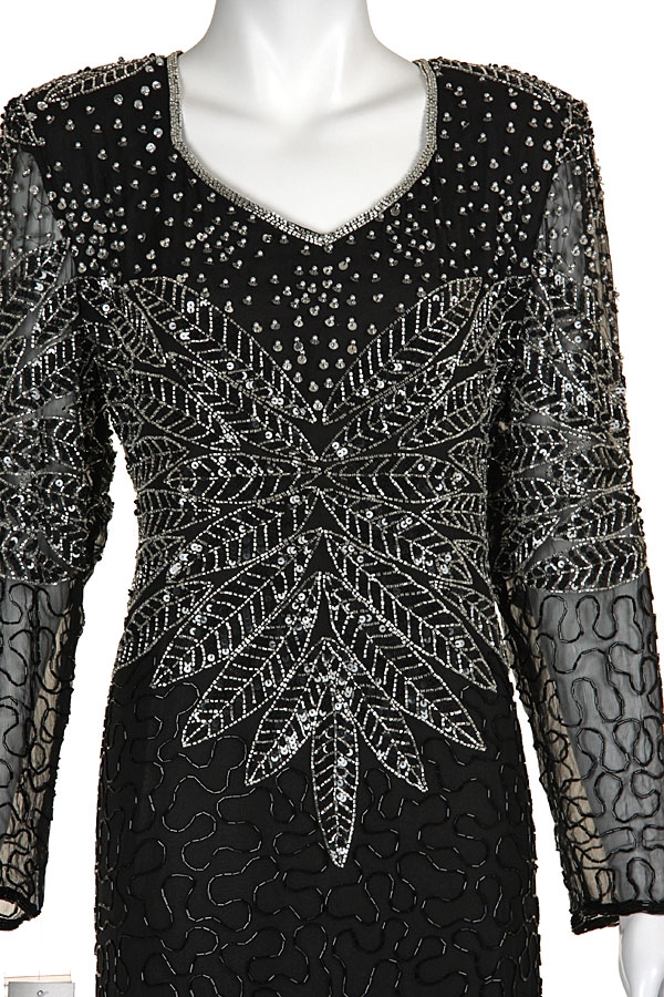 Sweetheart Full Length Beaded Gown — in closeup