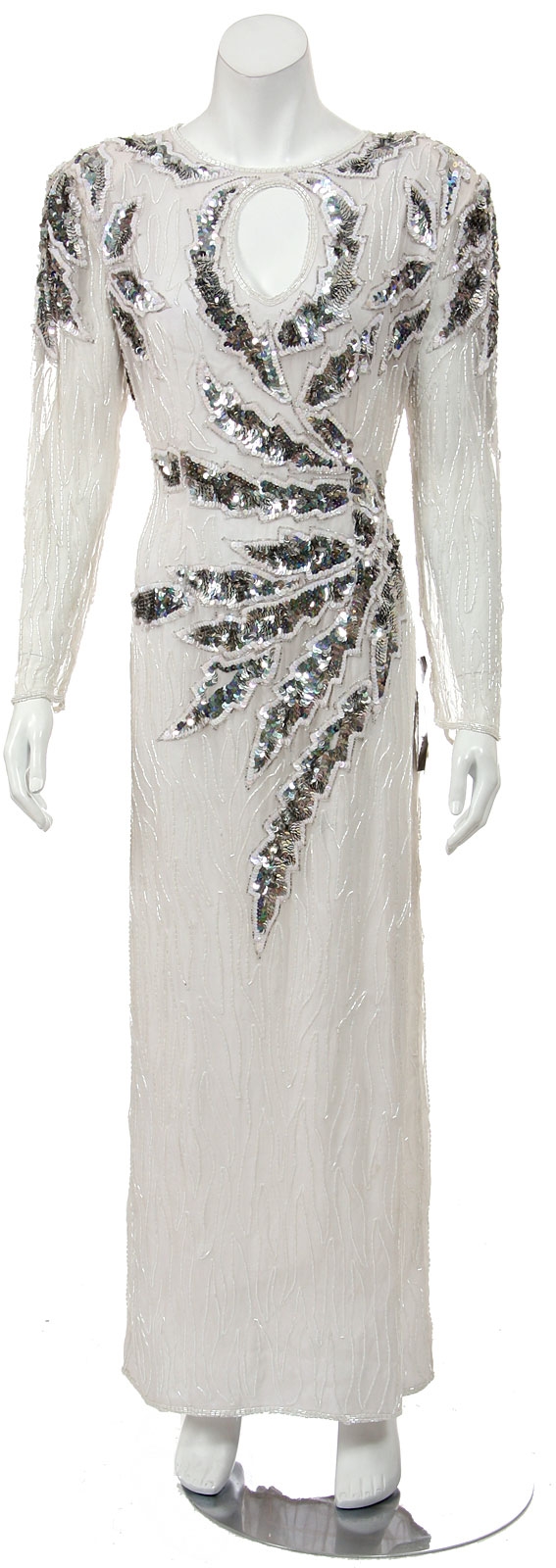 Round neck Full length Sequined Formal Gown 
