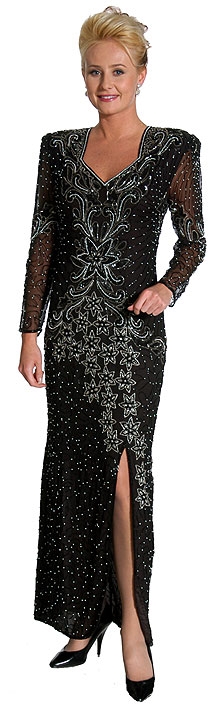 Keyhole and Flowers Beaded Gown