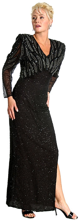 Silver Bead Accent Full Length Gown
