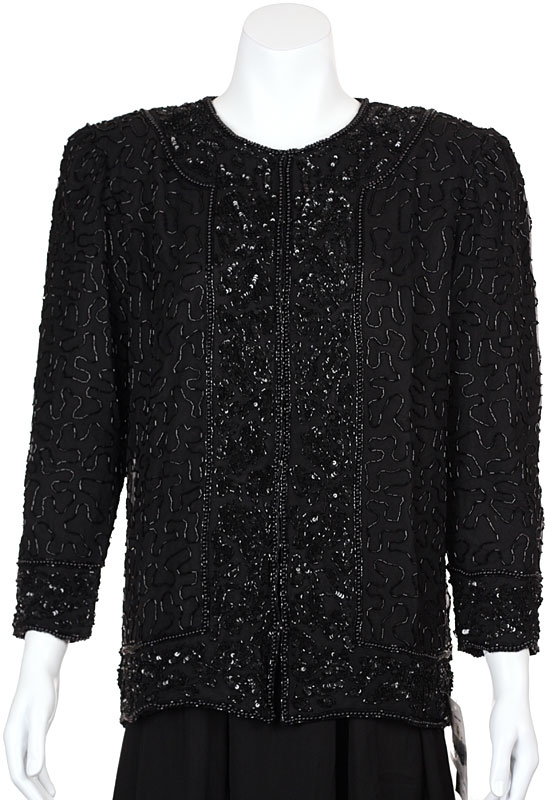 Asymmetric Hand Beaded Jacket with Floral Border
