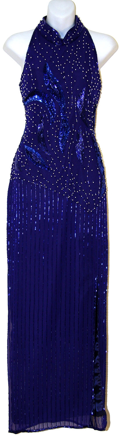 Closed Halter Neck Beaded Pageant Gown