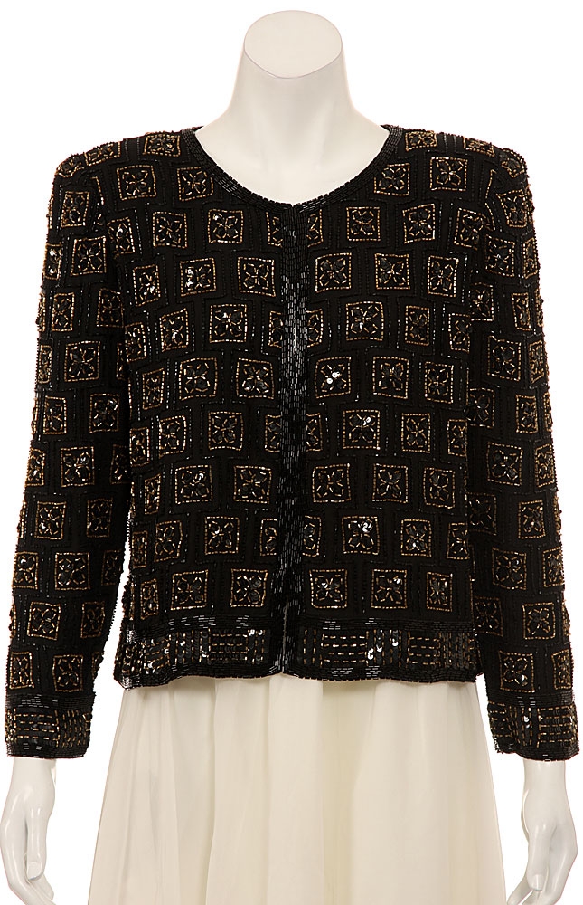 Hand Beaded Box Print Jacket