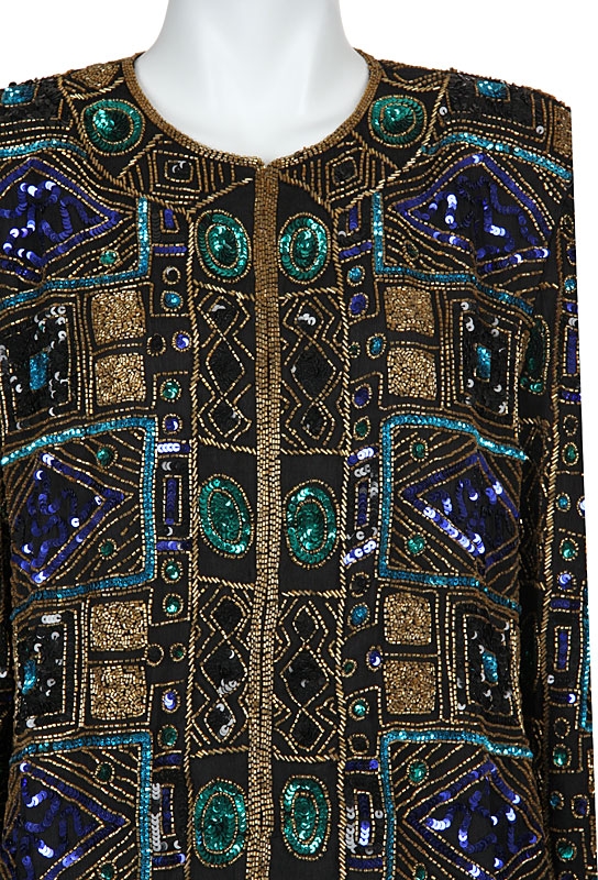 Multi-Colored Sequin Beaded Jacket — in closeup
