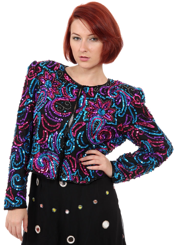 Gold Leaf Style Jacket  — in Black/Multi color