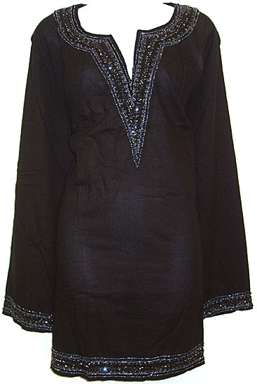 Long Sleeve Beaded Embroidered Top 