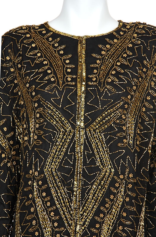 Symmetrical Design Hand Beaded Jacket — in closeup