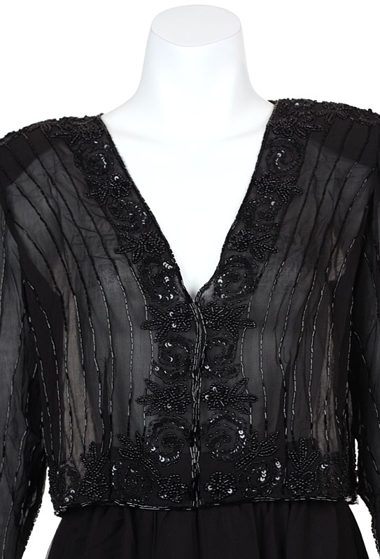 V-neck See-through Beaded Jacket  — in closeup