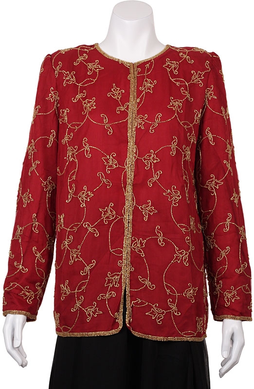 Floral Linked Gold Border Hem Jacket 