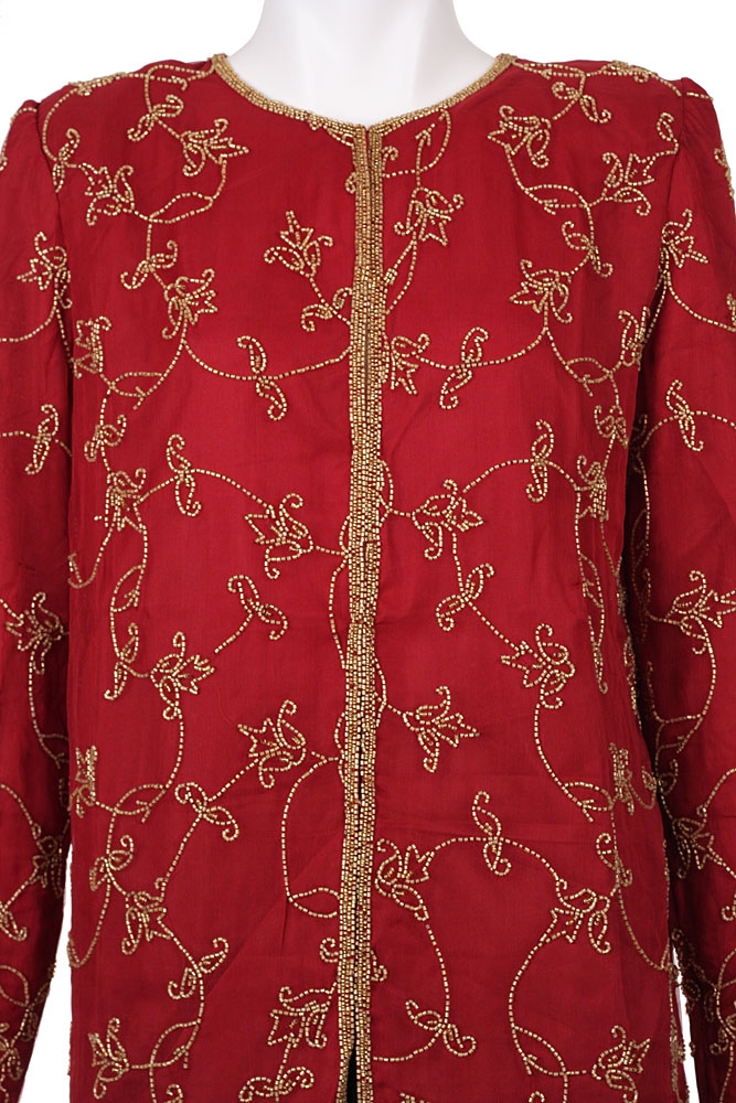 Floral Linked Gold Border Hem Jacket  — in close up