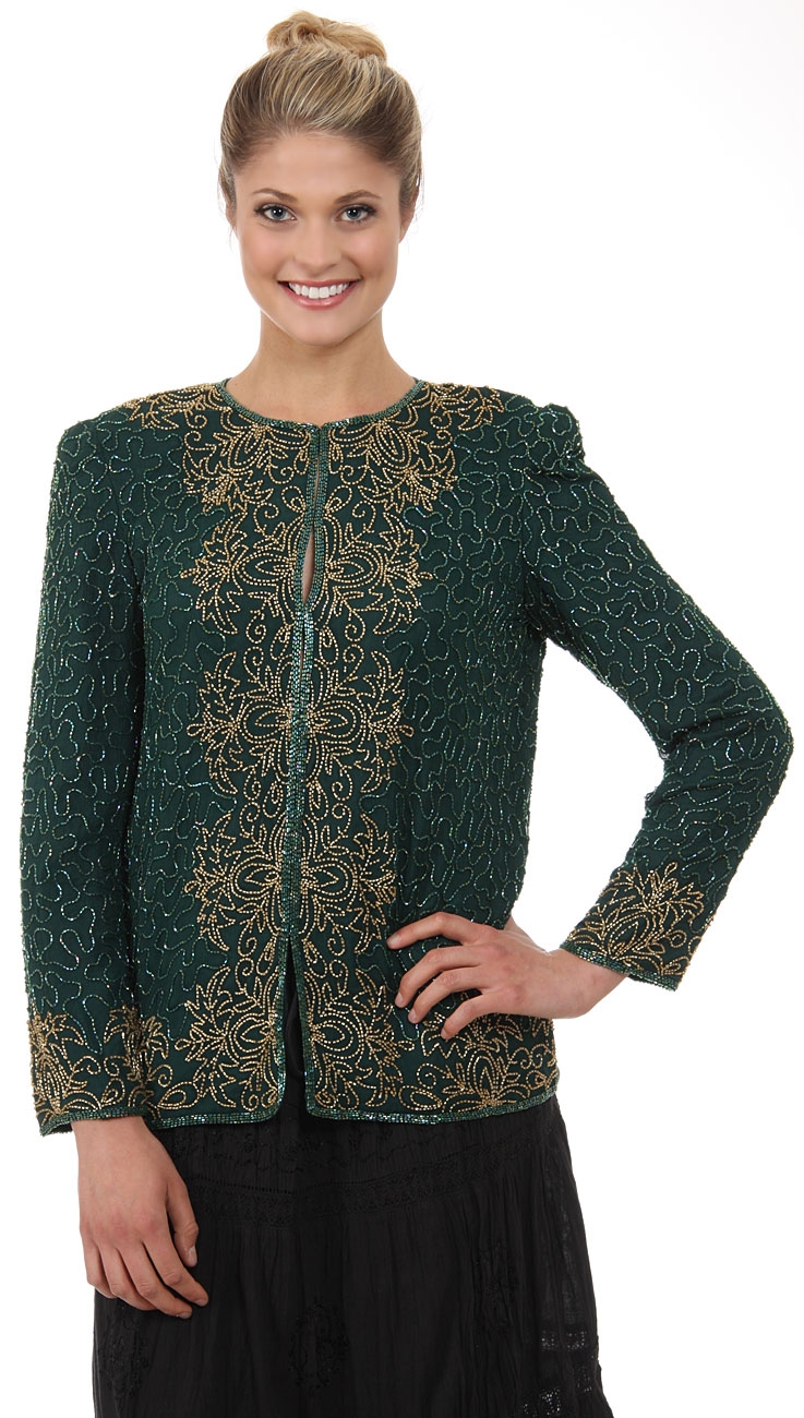 Round Neck Full Sleeves Beaded Jacket