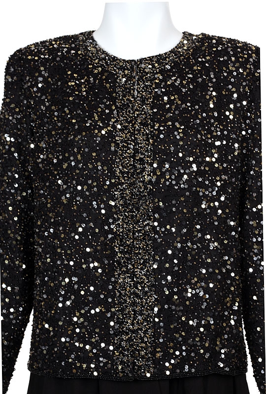 Sequin Covered Hand Beaded Jacket — in closeup